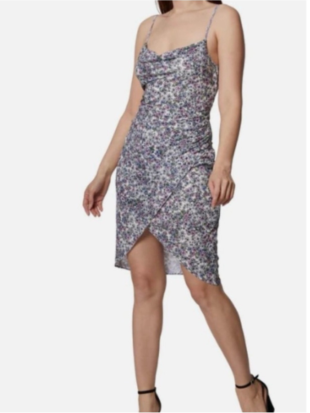 BCBGeneration Purple Floral Layered Midi Dress